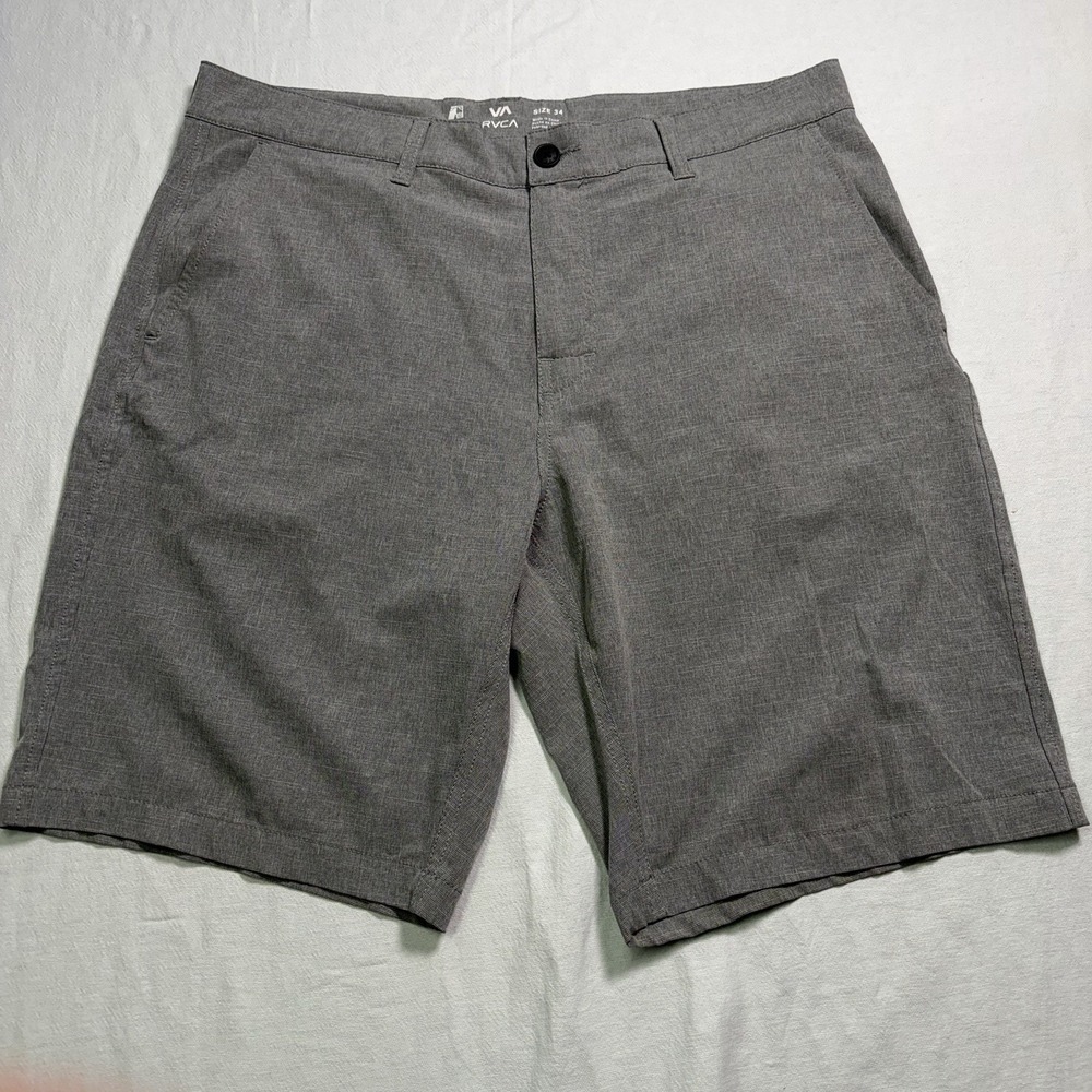 RVCA Hybrid‎ Shorts Dual Purpose Trunk Mens Gray Size 34 Swim 10" Inseam